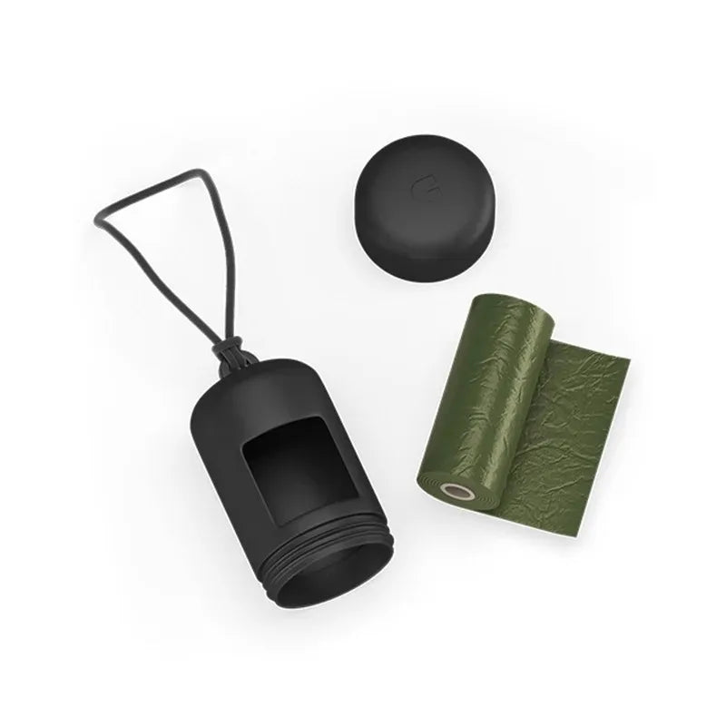 Distributeur de sacs à crottes noir avec rouleau