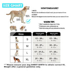 Guide des tailles du harnais rembourré pour chien S M L XL